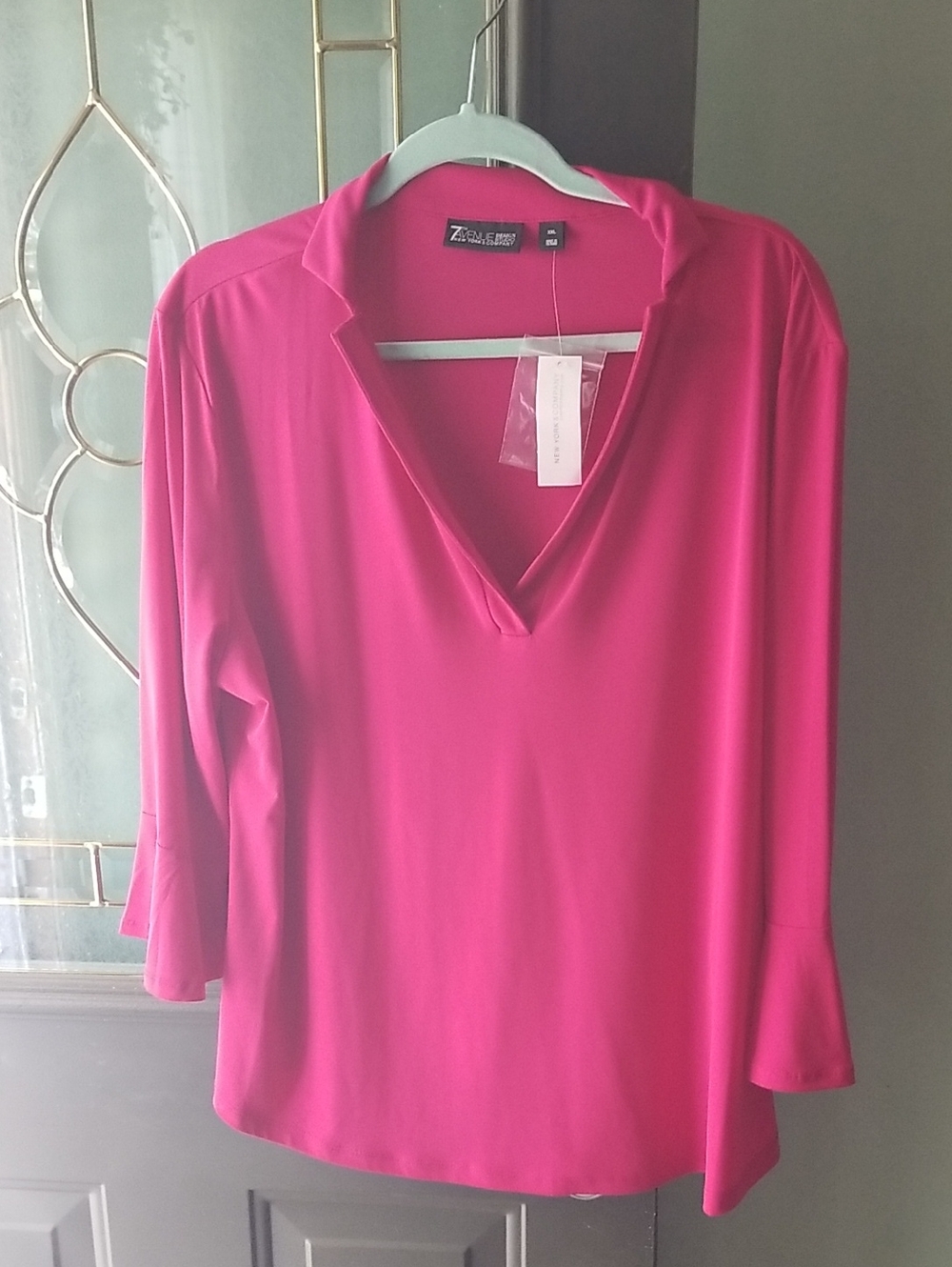 New York  and Company Pink V-Neck Tunic Blouse